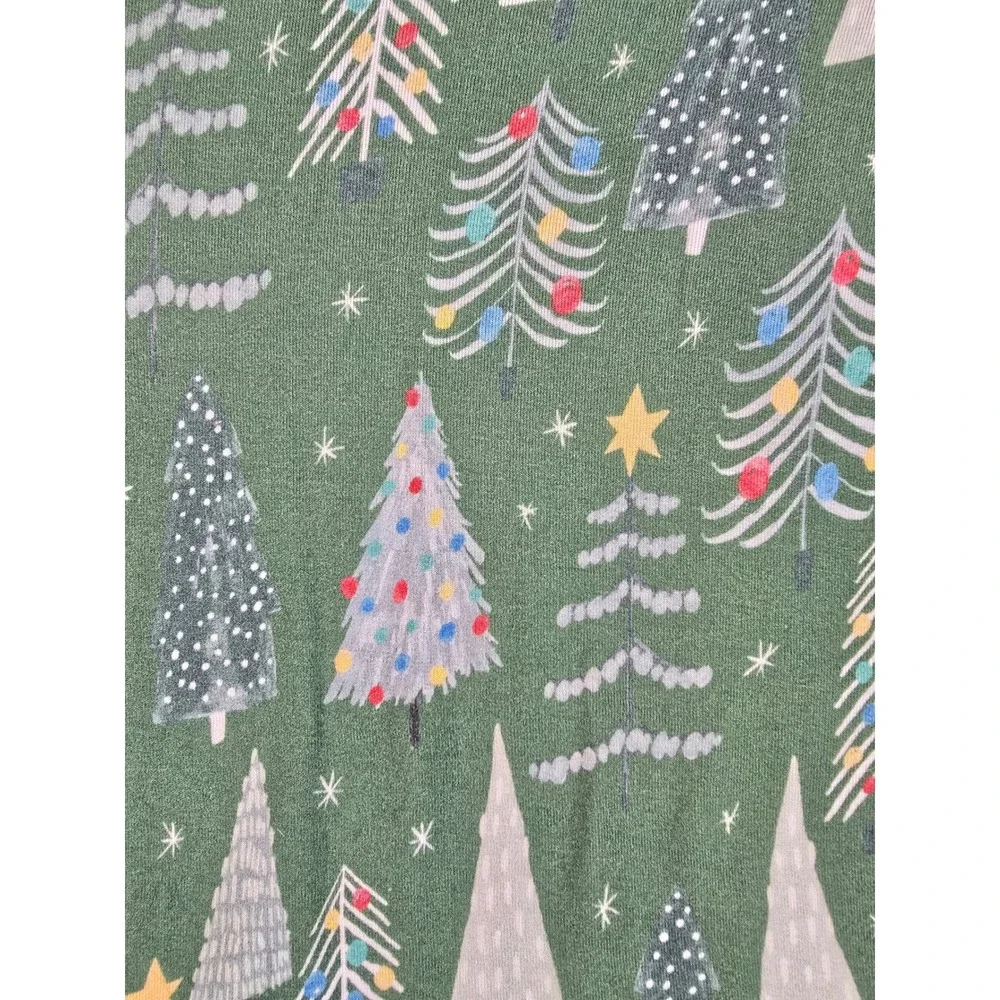 Little Sleepies Pajama Set Womens S/XS Green Christmas Trees Bamboo Lounge PJs